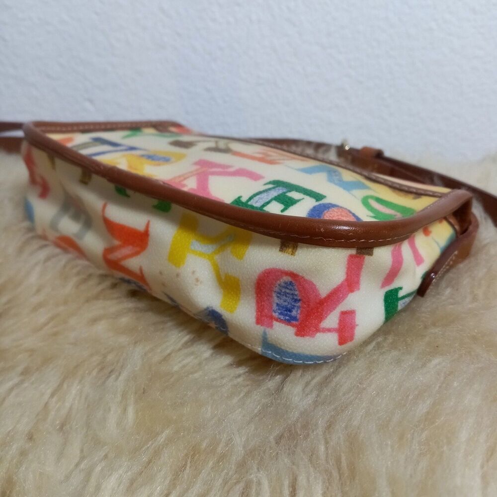Dooney & Bourke Graffiti Bag Rare Vintage Rainbow Yellow Leather Crossbody - Picture 5 of 10